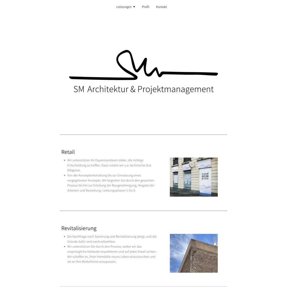 Bild der Website des Architektenbüros SM Architekt